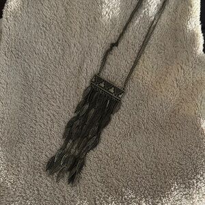 Gold Tone  Fringe Pendant Necklace